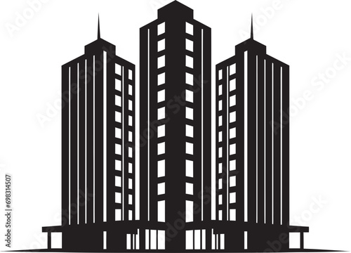 Skyline Dreamscape Multifloor Urban Vector Emblem City Vista Silhouettes Multiflore Building in Vector Icon