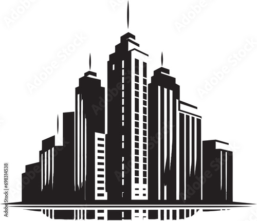 Cityline Dreams Multifloor City Building Vector Emblem Metropolitan Heights Multifloor Cityscape Vector Icon Design