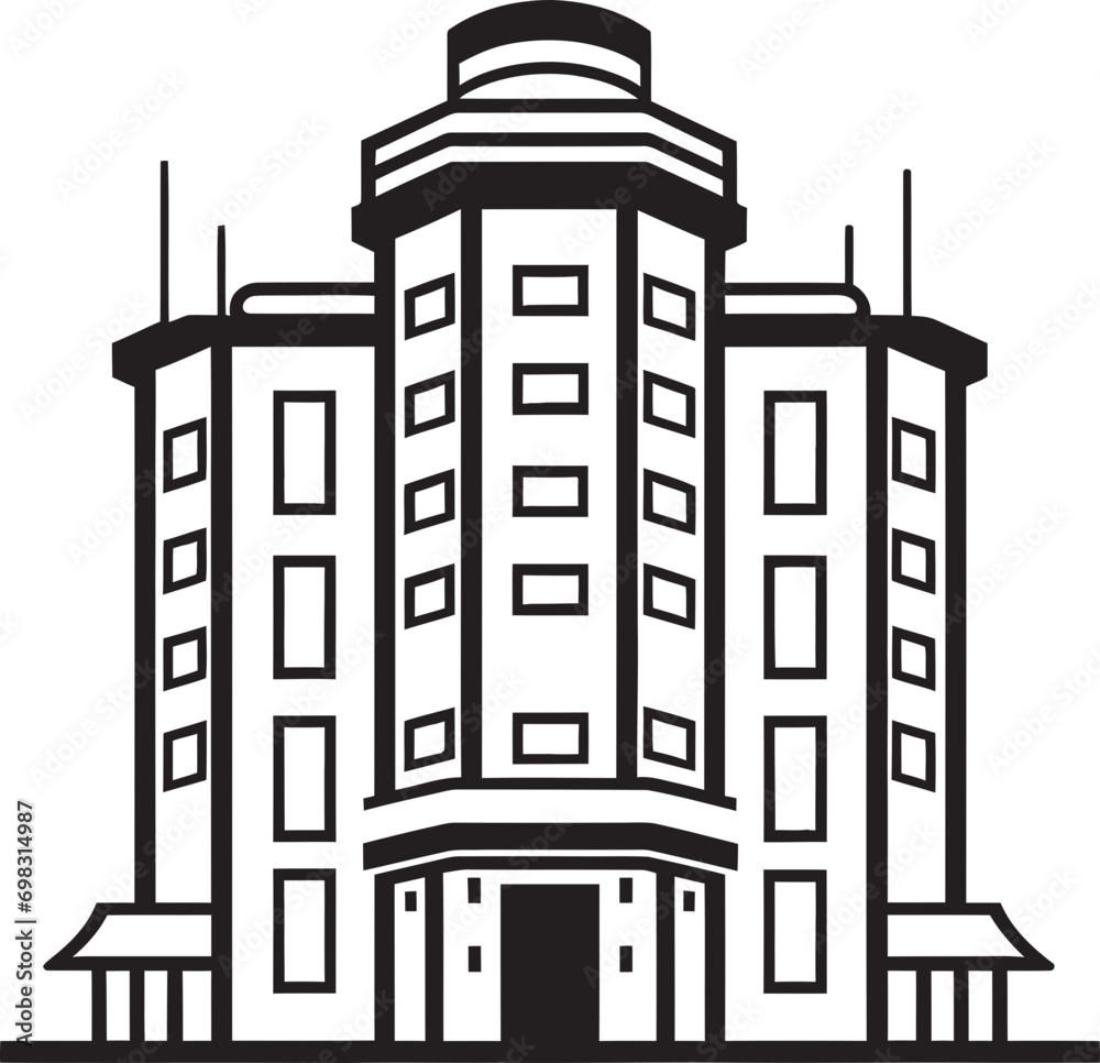 Fototapeta premium Skyline Essence Multifloral City Building Vector Icon Cityline Visions Multifloor Cityscape Vector Logo Design