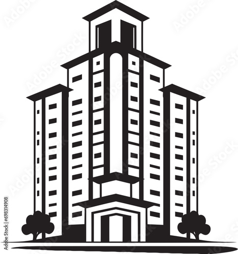 Downtown Skylinescape Multifloral Building in Vector Icon Urban Heights Fusion Multifloor Cityscape Vector Design photo