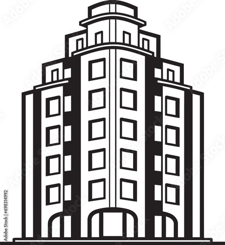 Downtown Matrix Heights Multifloral Building Vector Icon Skyline Visions Elevation Multifloor Cityscape Vector Emblem
