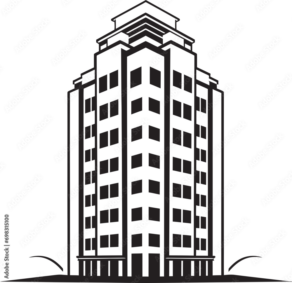 Downtown Marvel Essence Multifloral Skyscraper Vector Logo Design City Vista Skylines Matrix Multifloor Urban Vector Emblem