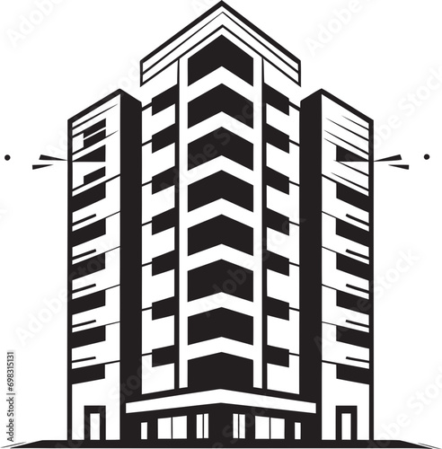 Cityline Marvel Essence Multifloor Building in Vector Icon Urban Heights Skylines Multifloral Cityscape Vector Emblem Design