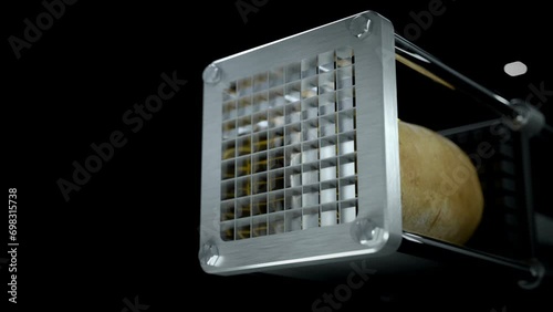 Potato cutting french fries with a machine stock video
