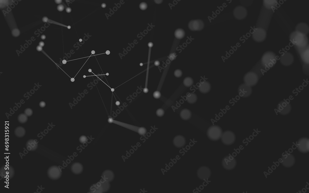 Obraz premium Abstract background. Molecules technology with polygonal shapes, connecting dots and lines. Connection structure. Big data visualization.