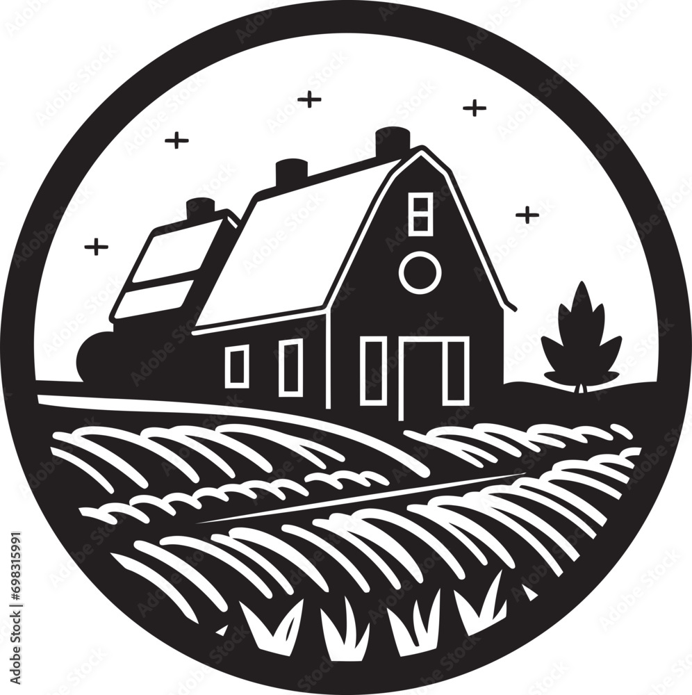 Pastoral Residence Mark Farmers House Vector Icon Countryside Dwelling Impression Farmhouse Vector Emblem