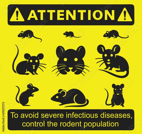 To avoid severe infectious diseases, control the rodent population in your house and estates. Vector illustration urging people to beware of carriers of infectious and bacteriological diseases