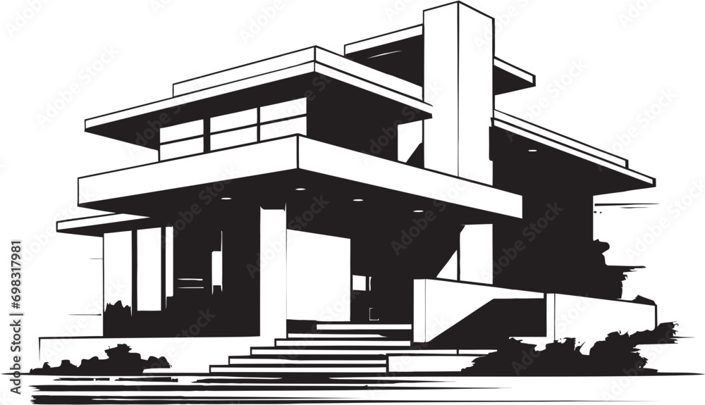 Chic Habitat Mark Modern House Design Vector Logo Elegant Residential Symbol Stylish House Idea Vector Icon