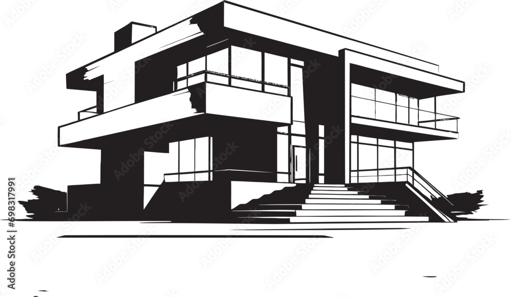 Contemporary Dwelling Essence Stylish Modern House Design Vector Icon Chic Habitat Mark Modern House Design Vector Logo