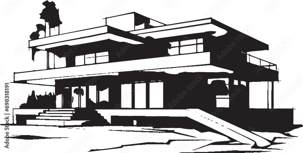 Obraz premium Trendy Habitat Mark Modern House Design Vector Logo Elegant Living Symbol Stylish House Idea Vector Icon