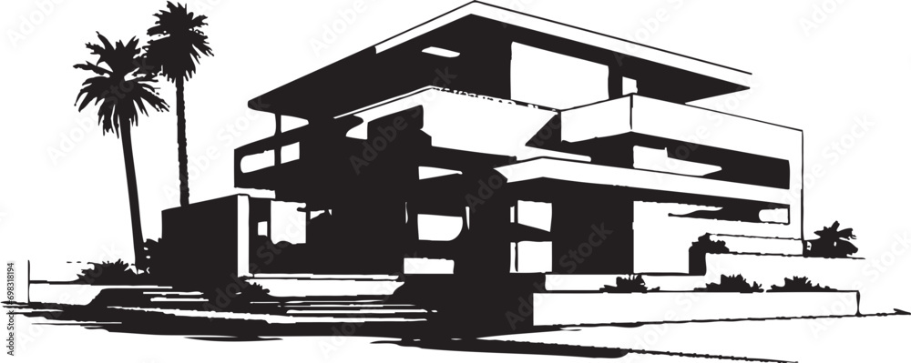 Sleek Residence Mark Stylish House Design in Vector Sophisticated Home Icon Modern House Idea Vector Logo