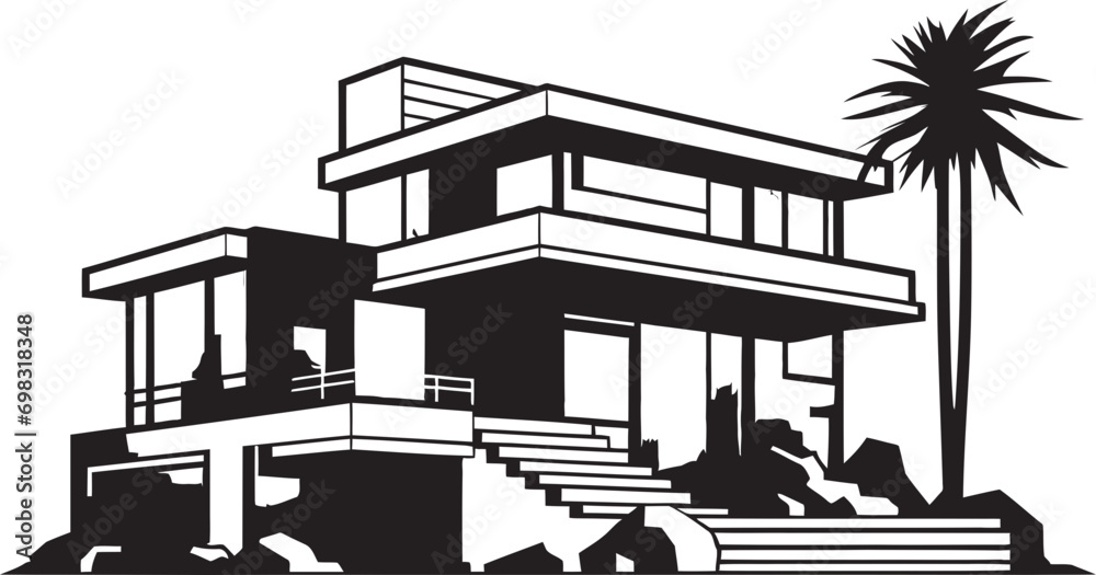 Classy Living Crest Modern House Design Vector Icon Chic Habitat Vision Stylish House Design Vector Emblem Classy Living Crest Modern House Design Vector Icon Chic Habitat Vision Stylish House Design Vector Emblem