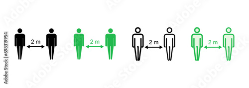 Social distance icon set. social distancing icon. self quarantine sign
