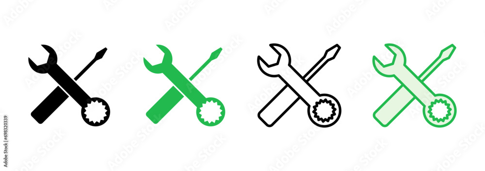 Repair tools icon set. tool icon vector. setting icon vector. Wrench and screwdriver. support, Service Repair tools icon set. tool icon vector. setting icon vector. Wrench and screwdriver. support, Service