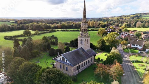 Drone footage of St Lawrence's Anglican Parish Church at Mereworth, Kent, United Kingdom photo