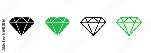 Diamond icon set. diamond gems vector icon.