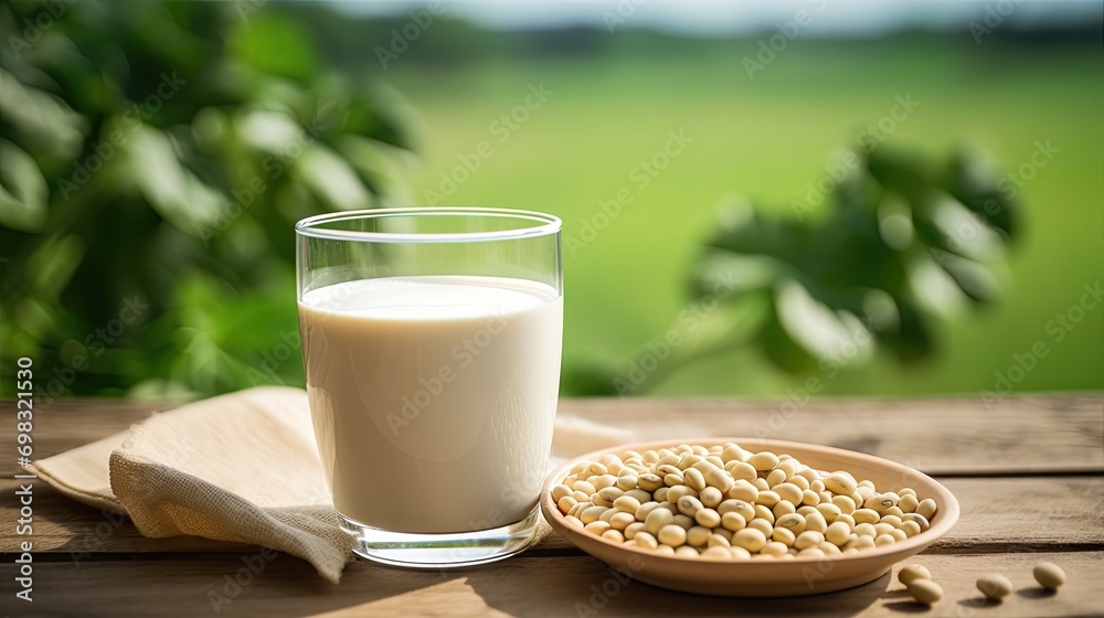 Portrait soy bean milk on the table AI Generative Portrait soy bean milk on the table AI Generative