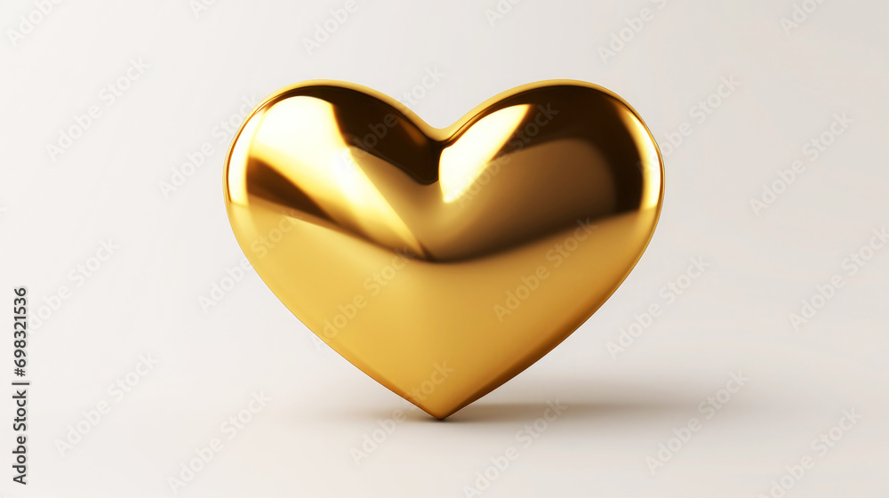 Closeup of golden metallic heart isolated on white background, valentine's day, love, wedding Closeup of golden metallic heart isolated on white background, valentine's day, love, wedding