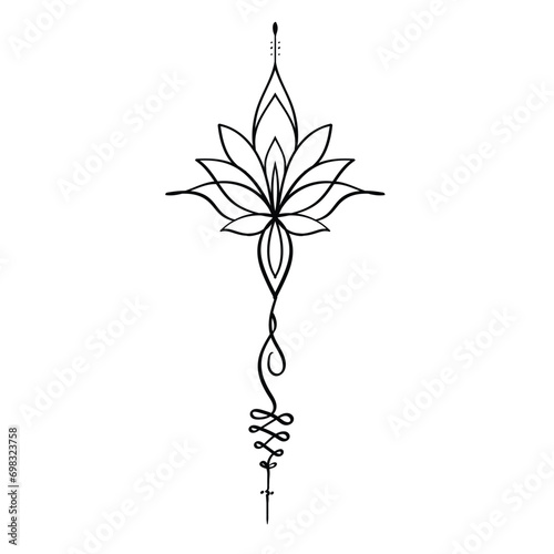 lotus with unalome tatto vector photo