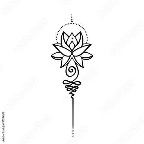 lotus with unalome tatto vector