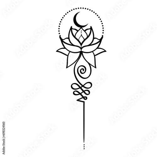lotus with unalome tatto vector