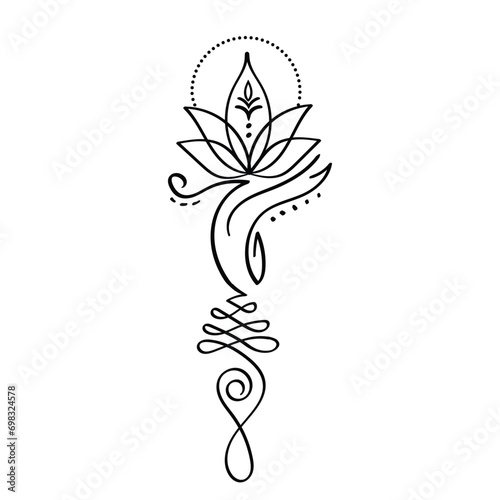 lotus with unalome tatto vector