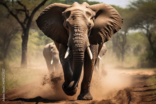 An angry bull elephant runs towards you. © Michael