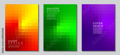 Cover design with abstract background. Gradient design modern pixels geometric square shape. Ideas for magazines, posters and brochures. Vector Illustrator EPS.