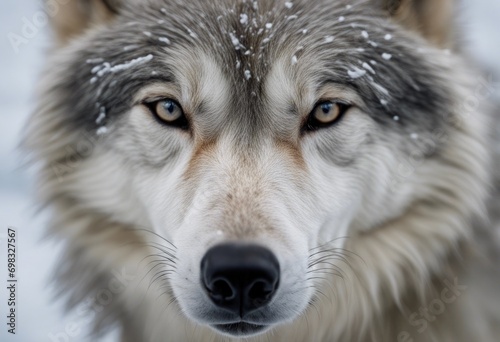 AI-generated illustration of a majestic gray wolf in a snowy winter landscape