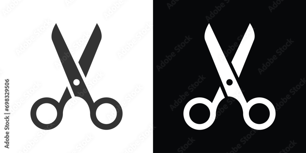 scissors isolated on white and black background - obrazy, fototapety, plakaty 