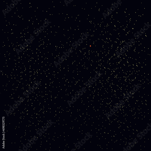 Simple starry night sky with red star or planet