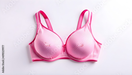 Pink female bra isolated on white background created with generative ai 