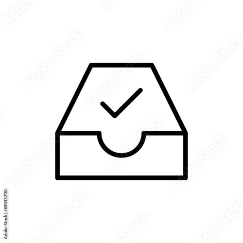 inbox archive check mark tick icon data storage checkmark icons. web vector icon