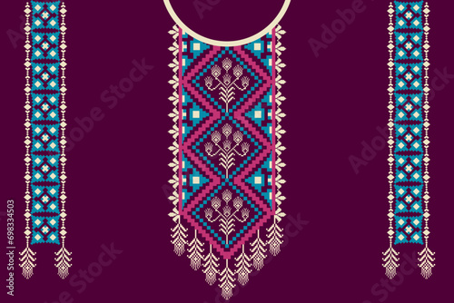 set of geometric patterns with lace pink, blue and white.