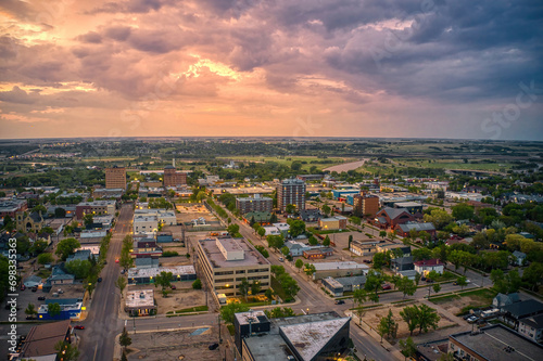 Aerial View of Brandon  Manitoba at Sunset