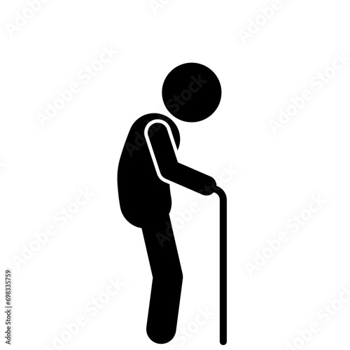 vector illustration of elderly, elderly with cane and wheelchair
