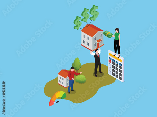 Real Property Value, Assessment isometric 3d vector concept