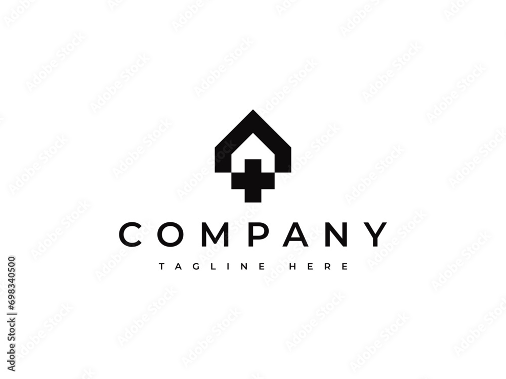 medical cross and house home. hospital logo design medical cross and house home. hospital logo design