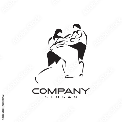 MMA wrestling kabaddi fighting logo design timeless emblem brand identity logotype abstract minimalist monogram typography vector editable	