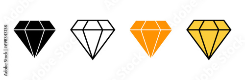 Diamond icon set vector. diamond gems sign and symbol