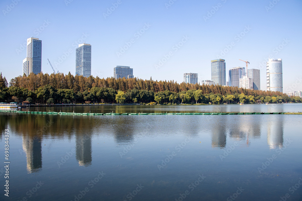 View of Xuanwu lake in Nanjing during autumn session