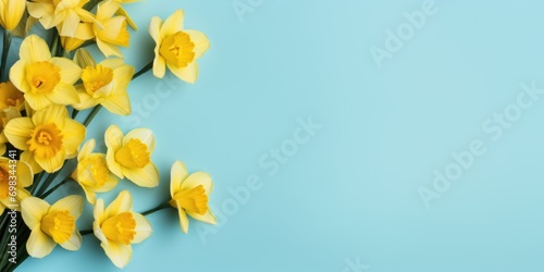 Spring flowers. Bouquet of flowers on pastel background. Valentine's Day, Easter, Birthday, Happy Women's Day, Mother's Day. Flat lay, top view, copy space for text