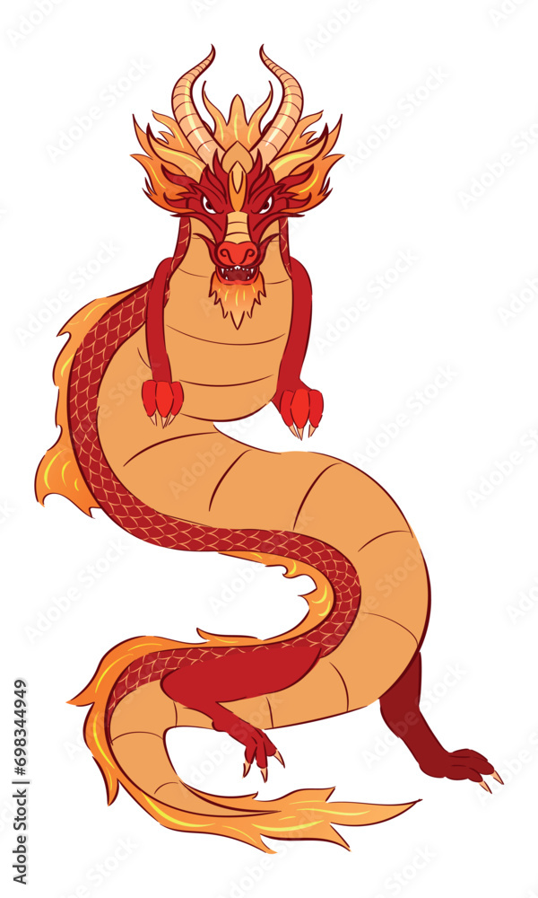 Obraz premium Red Chinese dragon on white background