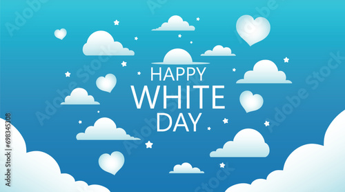 Banner for Happy White Day on blue background photo