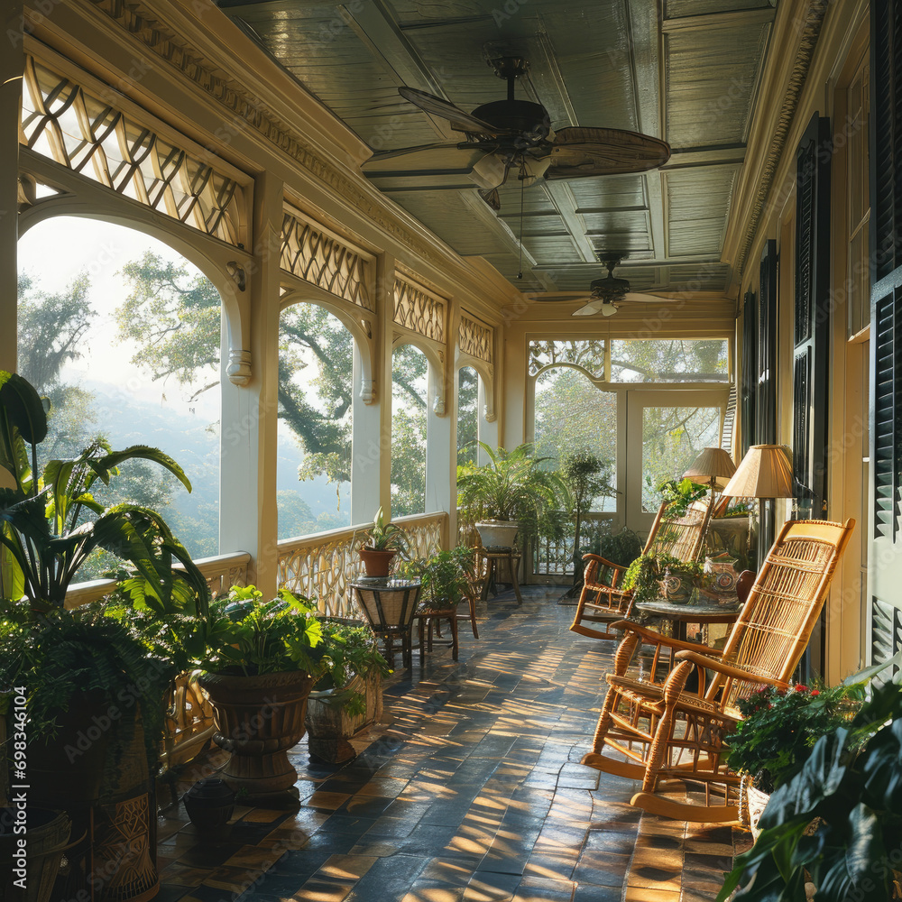 Southern Charm - Veranda with Rocking Chairs