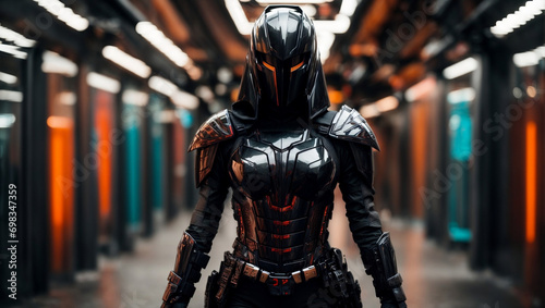 futuristic woman in armor photo
