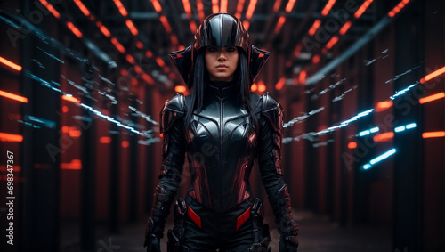 futuristic woman in armor