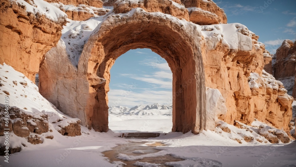 stone archway in winter