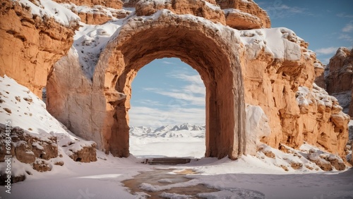 stone archway in winter photo