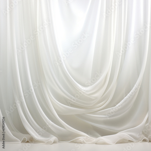 白いオーガンジーのカーテンの背景素材